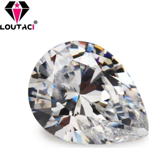 LOUTACI Best Cubic Zirconia Jewelry Pear White 5A Brilliant Cut Ring for Gemstones Small Size2x3-4x6mm