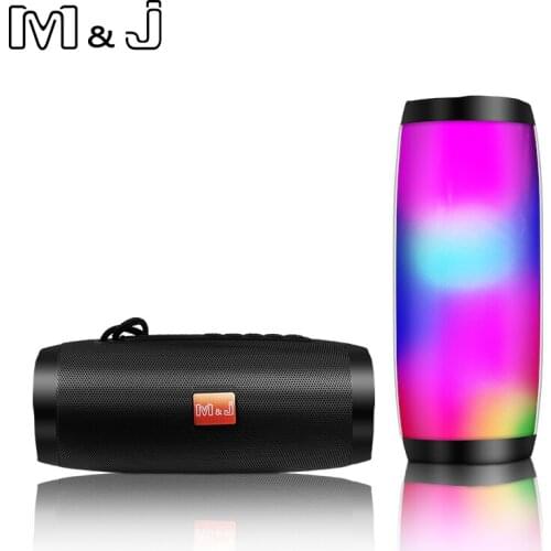 M&J Outdoor Portable LED Bluetooth Wireless Music Speaker AUX TF card/USB Flash Drive FM radio Strong Bass Stereo with Mic