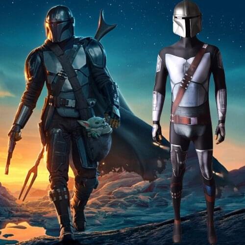Mandalorian 2 Cosplay Lycra Spandex 3D Print Costume Superhero Halloween Costume Mandalorian Cosplay Bodysuit Zentai Costume