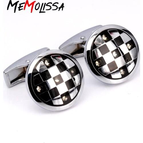 MeMolissa Trendy Mesh Pattern Cufflinks Round Cufflinks with White Black Luxury High-grade jewelry Mens Business Cufflink
