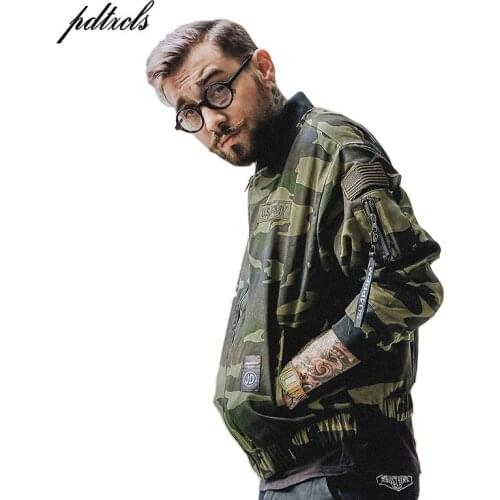 49HOT Embroidery Camouflage Bomber Jackets 2018 Mens Zipper Military Army Green Camouflage Bomber Jackets Male Thin Jackets