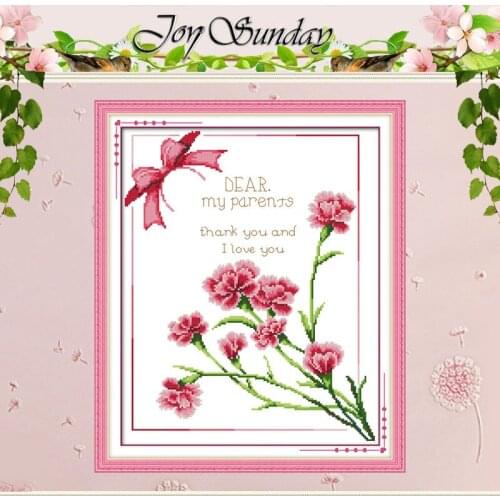 Handmade 11CT Printed 14CT carnation Flower Patterns Counted Cross Stitch Unfinished Cross Stitch Set Embroidery Kits Needlework
