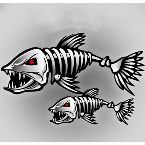 Aliauto Car-styling Skeleton Shark 3D Car Sticker and Decal Go Fish Accessories for Volkswagen Polo Golf Tiguan Bmw Ford Focus