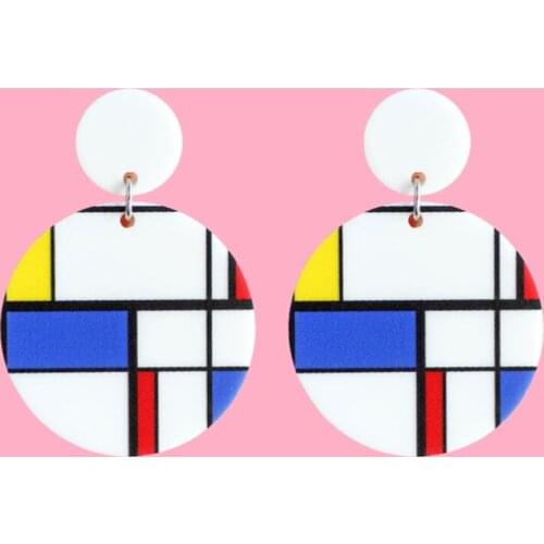 New Punk Geometric Acrylic Drop Earrings For Women Girls Colorful Big Circle Round Long Dangle Earrings Fashion Party Jewelry