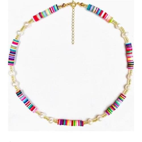 Freshwater pearl necklace colorful silicone short necklace Gifts handmade necklace 2021 fashion adjustable choker necklace