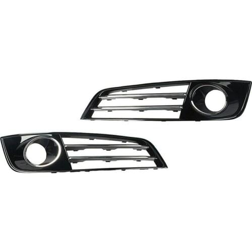 Pair Front Bumper Fog Light Grille Chrome Cover L + R 4H0807680E , 4H0807679E For Audi A8 2010-2013 D4