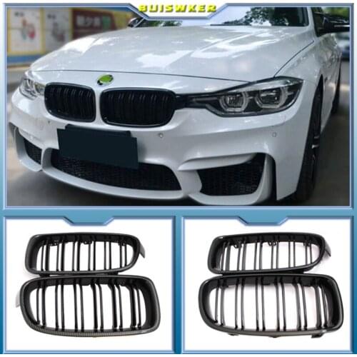 Car Front Grille Racing Front Sport Grill Gloss Black Double Slat Kidney Grille For BMW 3-Series F30 F35 2013-2019