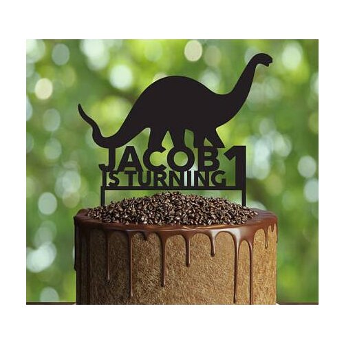 Personalized name Silhouette Dinosaur birthday Acrylic cake toppers wedding christening baby shower baptism party decorations