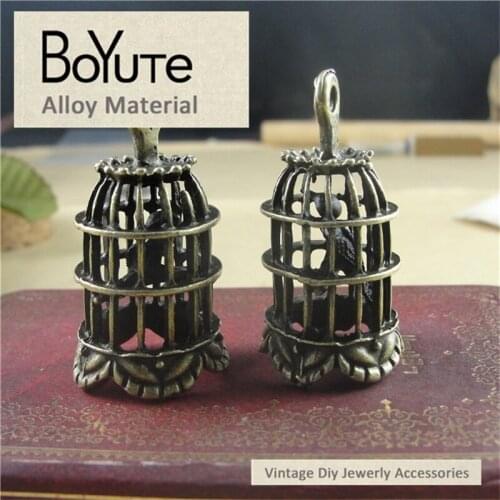 BoYuTe (10 Pieces/Lot) 24*43MM Antique Bronze Plated Charms Pendant Zinc Alloy Birdcage Charms for Jewelry Findings