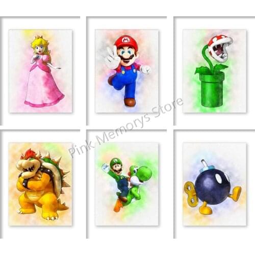 Disney Cartoon Animation Game Mario Poster 5d Diy Diamond Painting Cross Stitch Kit Home Decoration Kindergarten Childrens Room
