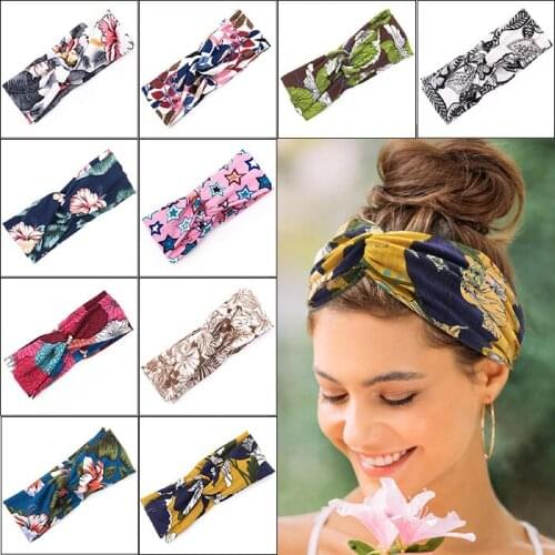 Floral Twist Headbands Stretch Cotton Girls Turban Sport Bandana Hair Accessories Bandage On Head Gum