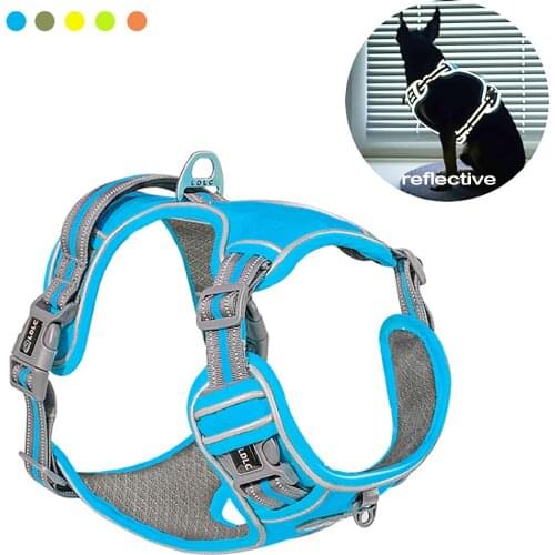 Adjustable Safety Vehicular Lead All Weather Service Dog Ves Padded Reflective Nylon Pet Dog Harness for Large Medium Small Dogs