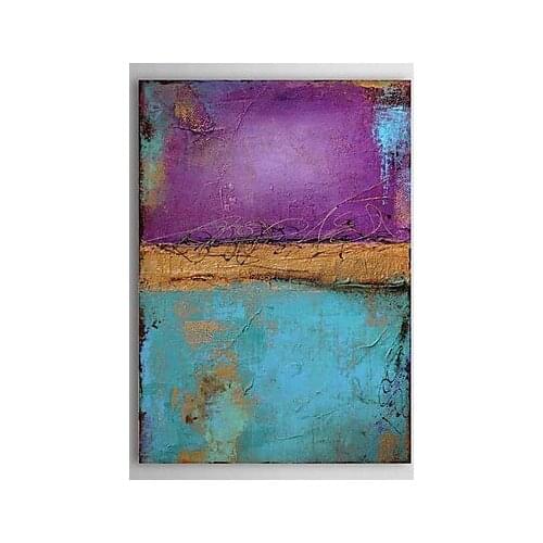 Hand-painted Abstract Oil Painting on Canvas Vintage Purple Blue Modern Canvas Painting Wall Pictures for Living Room Bedroom