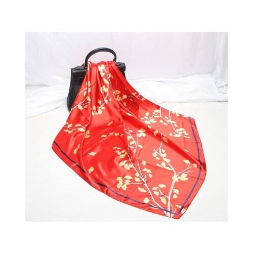 90*90cm New Chinese-Style Ginkgo Leaf Printed Scarf Womens Scarf Shawl