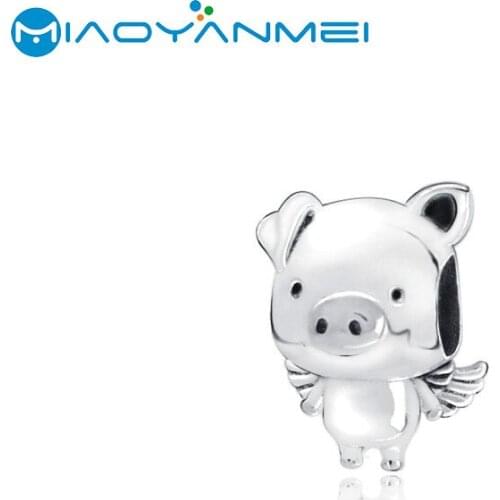 925 Sterling Silver Beads The Flying Pig Charm Fit Original Pandora Bracelets DIY Women Fashion Jewelry Gift