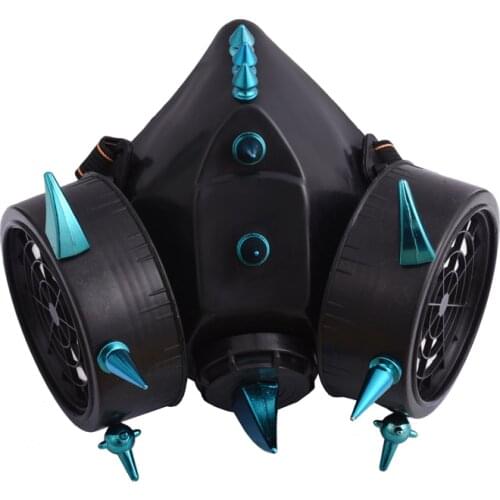 Steampunk Blue Spikes Mask Punk Industrial Rivet Gas Masks Respirator Cosplay Party Masks Accessories Gothic Halloween