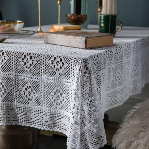 Tablecloth Linen Cotton Knitted White Crochet Lace Table Cloth Coffee Table Dining Table Tablecloth Cover Towel Wedding Decor