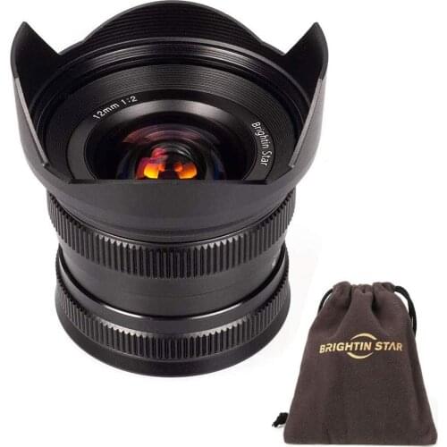 Brightin Star 12mm F2.0 Ultra-Wide Angle Manual Focus Prime Lens for Canon EF Sony E Fujifilm Fuji X M4/3-Mount Mirrorless