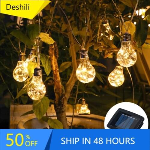 LED Solar Light String Garden lights Outdoor Fairy Light Bulb Street Garden Party Wedding Decoration Festoon led For Home Patio