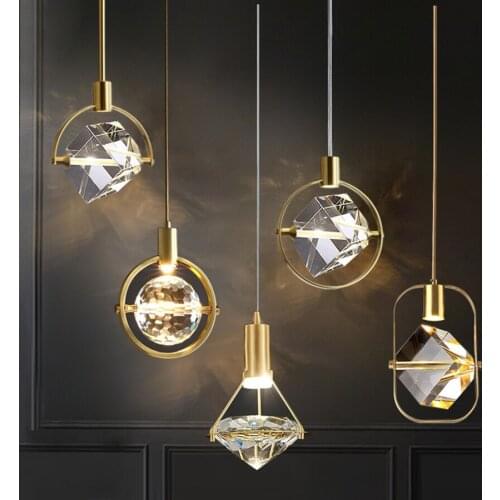 Thrisdar LED Crystal Chandelier Kitchen Bar Pendant Lamps Bedroom Bedside Pendant Light Restaurant Dining room Hanging lights
