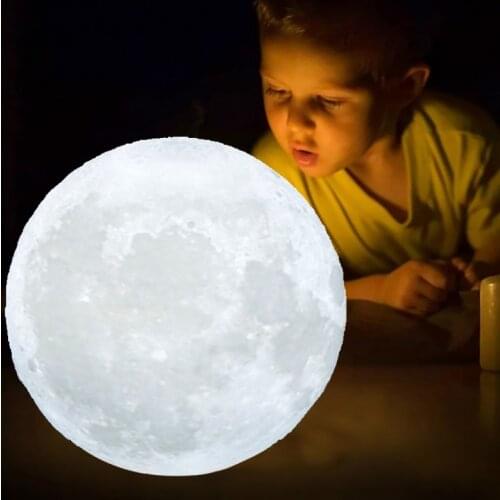 3D Printing LED Moon Lamp Night LR44 Button Battery Lunar Light 7 Color Flash Twinkle Atmosphere Light Children Gift
