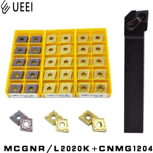 Lathe Turning Tool 1pc MCGNR2020K12 MCGNL2020K12 +10pcs CNMG120404 CNMG120408 VP15TF UE6020 US735 turning insert