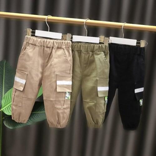 Baby boy spring pants 2021 new baby childrens clothing kids overalls foreign boys spring and autumn casual pants cargo pants