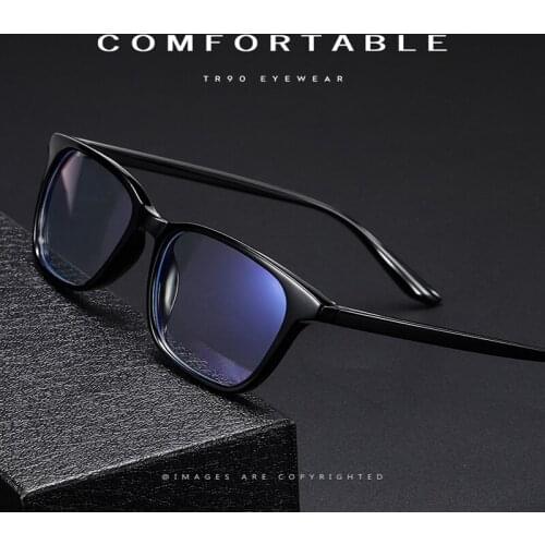 High Quality Retro Square Elastic Comfort TR90 Anti Blue Light Blocking Glasses