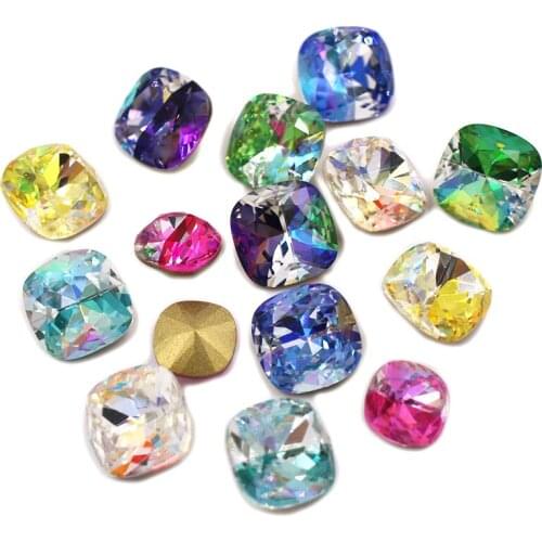 Jewelry Making High Quality Glass Crystal Strass Fat Square Shape Laser Pointback Rhinestones For Nail Art/Handmade/Clothing