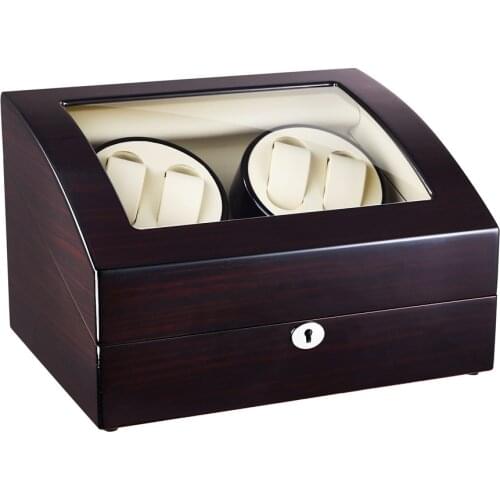 Watch Winder ,LT Wooden Automatic Rotation 4+6 Watch Winder Storage Case Display Box (Outside is rose black and inside is white)