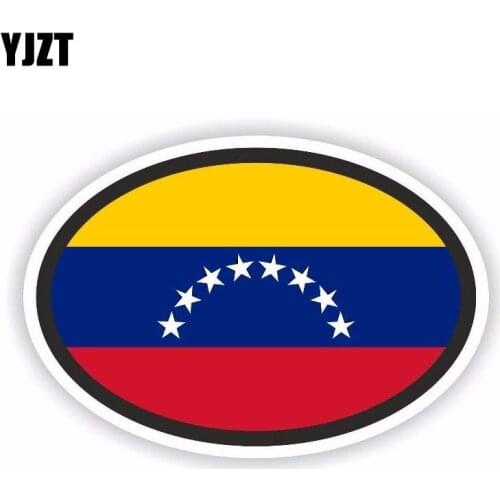 YJZT 14.3CM*9.6CM Car Accessories Venezuela Oval Flag Window Decal Car Sticker 6-1721