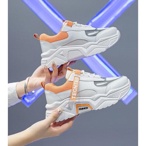 Comfy Breathable Mesh Trainers Chunky Heels 5cm Womens Platform Sneakers Women Shoes Casual Female White Mesh Shoes For Woman