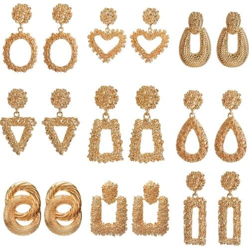 Fashion Geometric Earrings For Women 2019 New Big Statement Earrings Golden Silver Color Trendy Fashion Jewelry Wholesale