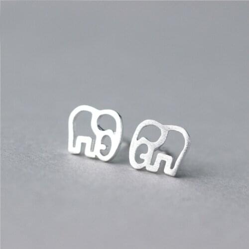 MloveAcc Creative Novelty 925 Sterling Silver Earrings Women Fashion Simple Hollow Cartoon Elephant Earrings Girls Gifts