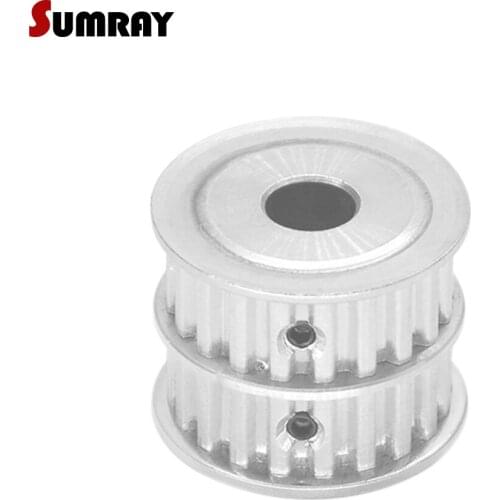 SUMRAY XL 20T Dual Head Timing Pulley 8/10/12mm inner bore 11mm width Combined Toothed Pulley Wheel for CNC Machine