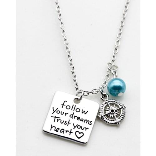 10PCS Lettering Alloy Pendant follow your dreams Charm Inspirational Necklace Jewelry Fashion Personality Letter Necklace