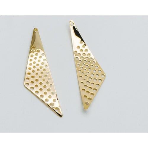 10pcs Polished Gold Triangle Charms 45mm, Geometric Pendants (GB-483)