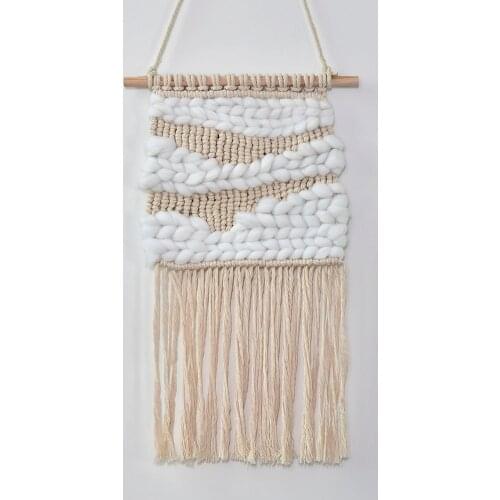 100% Hand-Woven Hangings Natural Thick Cotton Yarn Babys Room Hanging Decor Wedding Backdrop Decor Hand-Knit Wall Tapestry