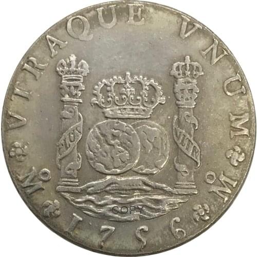 1756 Mexico 8 MM Reales - Fernando VI Cupronickel Plated Silver Collectibles Copy Coin