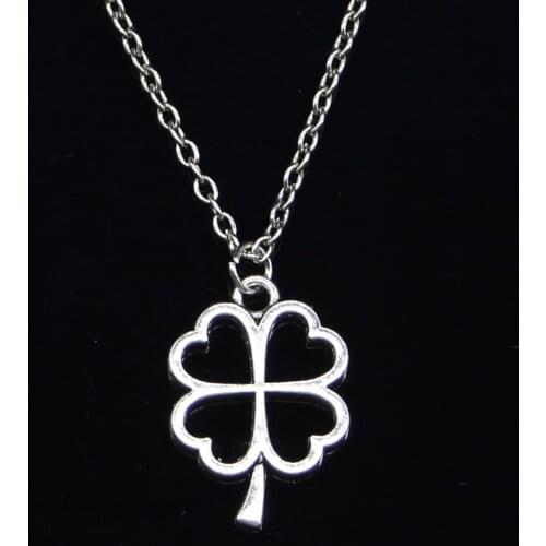 20pcs New Fashion Necklace 24x17mm hollow lucky four leaf clover irish Pendants Short Long Women Men Gift