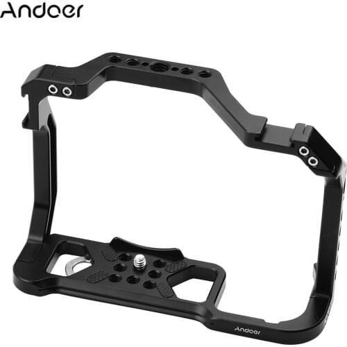 Andoer Aluminum Alloy Camera Cage Replacement for Canon EOS R5 R6 DSLR camera with 1/4 Inch Screw Holes Dual Cold Shoe Mounts