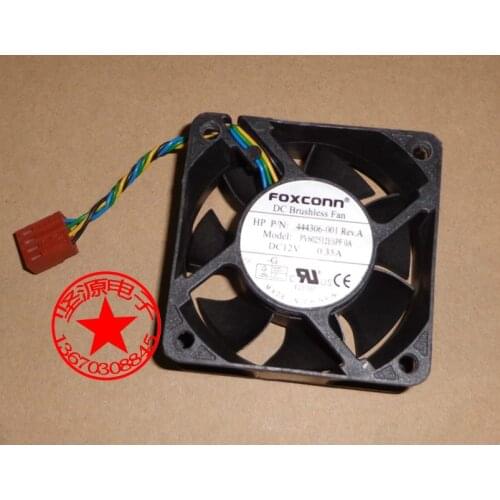 Foxconn 6025 60mm x 25mm PV602512ESPF 444306-001 DC Brushless PWM Cooler Cooling Fan 12V 0.35A 4Wire for HP Compaq DC7800 DC7900