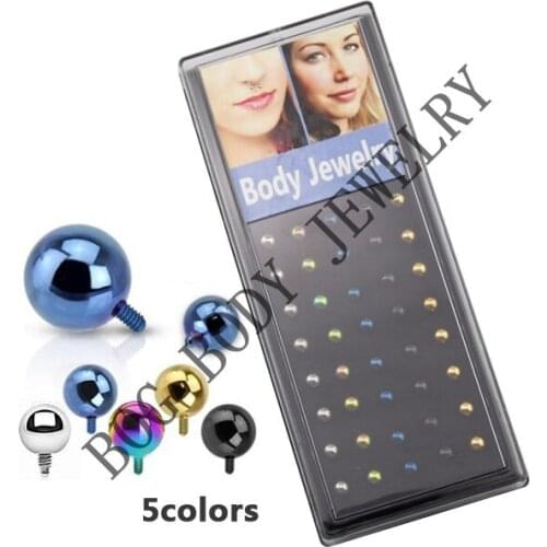 BOG-316L Surgical Steel Titanium Anodised Ball Dermal Anchor Top Head 3mm & 4mm & 5mm & 6mm - Gold Blue Black Purple