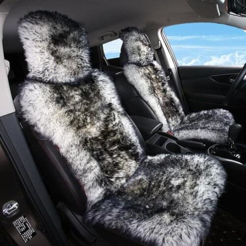 Sheepskin fur Car Seat Covers, Universal Size Australian long Wool Car Seat Cushion for Adult Man Women, 1 Piece Seat