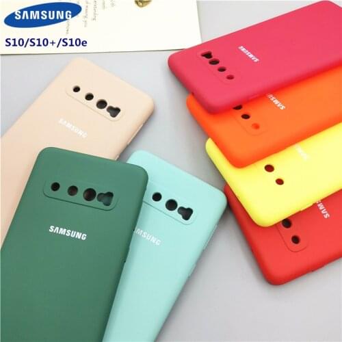 Original Samsung S10 Plus Case Silky Soft-touch Liquid Silicone Cover For Galaxy S10+ S10 S10E Lite Full Protective With Box
