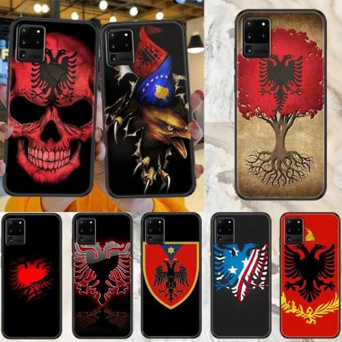 Albania flag Phone case For Samsung Galaxy Note 4 8 9 10 20 S8 S9 S10 S10E S20 Plus UITRA Ultra black trend funda luxury back