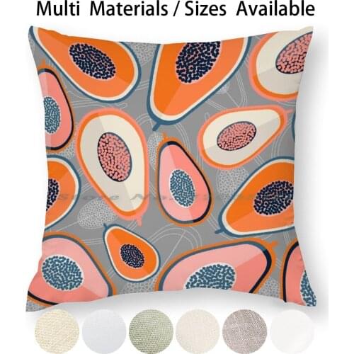Papayas Pillow Case Throw Pillow Cover Cotton Linen Flax Colorful Colorblock Fruit Pattern Papaya Coral Orange Cream Creative