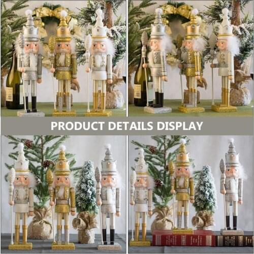 42CM Wooden Nutcracker Puppet Nutcracker King Wooden Figurine Christmas Decoration Ornament Handcraft Walnut Puppet Toy Gift