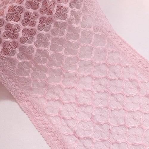 2 Yards 22.5 cm Wide soft geometry Elastic Stretch Lace Trim pink For Bra Clothes Accessories Dress Sewing Lingerie Lace Fabrics