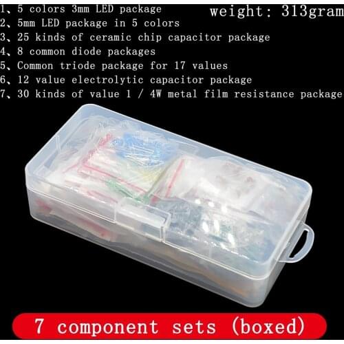 Metal Film Resistor Assortment Kit Led Diodes Electrolytic Capacitor Ceramic Set Transistor Pack Diy Electronic Components Kits